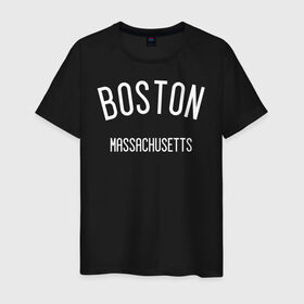 Мужская футболка хлопок с принтом БОСТОН в Кировске, 100% хлопок | прямой крой, круглый вырез горловины, длина до линии бедер, слегка спущенное плечо. | america | boston | states | usa | америка | бостон | сша | штаты