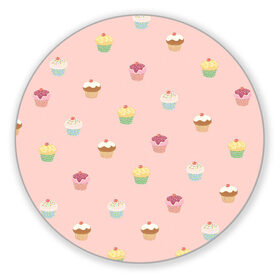 Коврик для мышки круглый с принтом Кексики в Кировске, резина и полиэстер | круглая форма, изображение наносится на всю лицевую часть | Тематика изображения на принте: арт | выпечка | глазурь | еда | кекс | кексики | кексы | начинка | нежные цвета | рисунок | розовый | сладости | сладость