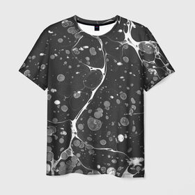 Мужская футболка 3D с принтом Черный Мрамор в Кировске, 100% полиэфир | прямой крой, круглый вырез горловины, длина до линии бедер | Тематика изображения на принте: абстракция | минимализм | мрамор | рисунок | черный мрамор