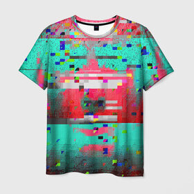 Мужская футболка 3D с принтом Glitch в Кировске, 100% полиэфир | прямой крой, круглый вырез горловины, длина до линии бедер | abstraction | glitch | neon | vanguard | абстракция | авангард | глитч | неон