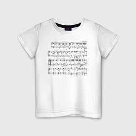 Детская футболка хлопок с принтом Нотные строки в Кировске, 100% хлопок | круглый вырез горловины, полуприлегающий силуэт, длина до линии бедер | Тематика изображения на принте: музыка | нота | ноты