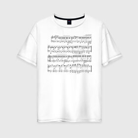 Женская футболка хлопок Oversize с принтом Нотные строки в Кировске, 100% хлопок | свободный крой, круглый ворот, спущенный рукав, длина до линии бедер
 | музыка | нота | ноты