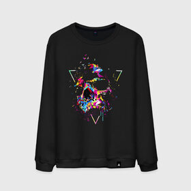 Мужской свитшот хлопок с принтом Skull в Кировске, 100% хлопок |  | bird | blot | color | neon | paint | skull | triangle | клякса | краска | неон | птица | треугольник | цвет | череп