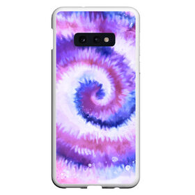 Чехол для Samsung S10E с принтом TIE-DYE PURPLE в Кировске, Силикон | Область печати: задняя сторона чехла, без боковых панелей | Тематика изображения на принте: dye | multicolor | tie | trend | акварель | брызги | градиент | дай | колор | краски | красочная | мульти | потёки | пятна | радуга | радужная | тай | тайдай | текстура | тренд | хиппи