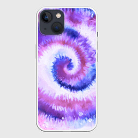 Чехол для iPhone 13 с принтом TIE DYE PURPLE в Кировске,  |  | dye | multicolor | tie | trend | акварель | брызги | градиент | дай | колор | краски | красочная | мульти | потёки | пятна | радуга | радужная | тай | тайдай | текстура | тренд | хиппи