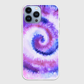 Чехол для iPhone 13 Pro Max с принтом TIE DYE PURPLE в Кировске,  |  | Тематика изображения на принте: dye | multicolor | tie | trend | акварель | брызги | градиент | дай | колор | краски | красочная | мульти | потёки | пятна | радуга | радужная | тай | тайдай | текстура | тренд | хиппи