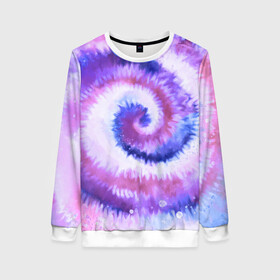 Женский свитшот 3D с принтом TIE-DYE PURPLE в Кировске, 100% полиэстер с мягким внутренним слоем | круглый вырез горловины, мягкая резинка на манжетах и поясе, свободная посадка по фигуре | dye | multicolor | tie | trend | акварель | брызги | градиент | дай | колор | краски | красочная | мульти | потёки | пятна | радуга | радужная | тай | тайдай | текстура | тренд | хиппи