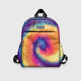 Детский рюкзак 3D с принтом TIE DYE MULTICOLOR в Кировске, 100% полиэстер | лямки с регулируемой длиной, сверху петелька, чтобы рюкзак можно было повесить на вешалку. Основное отделение закрывается на молнию, как и внешний карман. Внутри дополнительный карман. По бокам два дополнительных кармашка | dye | multicolor | tie | trend | акварель | брызги | градиент | дай | колор | краски | красочная | мульти | потёки | пятна | радуга | радужная | тай | тайдай | текстура | тренд | хиппи