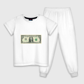 Детская пижама хлопок с принтом One dollar в Кировске, 100% хлопок |  брюки и футболка прямого кроя, без карманов, на брюках мягкая резинка на поясе и по низу штанин
 | Тематика изображения на принте: bill | dollar | one | богатство | деньги | доллары | монеты | один | сша