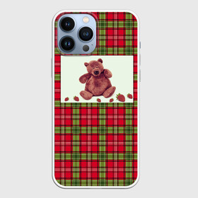 Чехол для iPhone 13 Pro Max с принтом мишка,шотландский фон.шотланди в Кировске,  |  | Тематика изображения на принте: животные | мишка | шотландский фон.шотландия