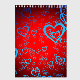 Скетчбук с принтом Сердца в Кировске, 100% бумага
 | 48 листов, плотность листов — 100 г/м2, плотность картонной обложки — 250 г/м2. Листы скреплены сверху удобной пружинной спиралью | love | любовь | сердечки | сердца | сердце