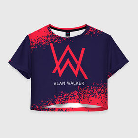 Женская футболка Crop-top 3D с принтом ALAN WALKER / АЛАН УОКЕР в Кировске, 100% полиэстер | круглая горловина, длина футболки до линии талии, рукава с отворотами | alan | faded | house | logo | music | walker | алан | вокер | волкер | диджей | лого | логотип | логотипы | музыка | музыкант | символ | символы | танцеальная | уокер | хаус | электронная