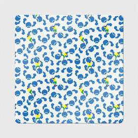 Магнит виниловый Квадрат с принтом Скалолазы в Кировске, полимерный материал с магнитным слоем | размер 9*9 см, закругленные углы | арт | жёлтый | зеленый | рисунок | синий | скалолаз | скалолазание | скалолазы