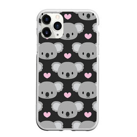 Чехол для iPhone 11 Pro Max матовый с принтом Мордочки коал в Кировске, Силикон |  | арт | коал | коала | коалы | любовь | медведь | медвежонок | мордочка | мордочки | рисунок | сердечки | сердце | серый | тёмный | чёрный