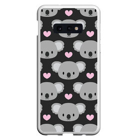 Чехол для Samsung S10E с принтом Мордочки коал в Кировске, Силикон | Область печати: задняя сторона чехла, без боковых панелей | арт | коал | коала | коалы | любовь | медведь | медвежонок | мордочка | мордочки | рисунок | сердечки | сердце | серый | тёмный | чёрный