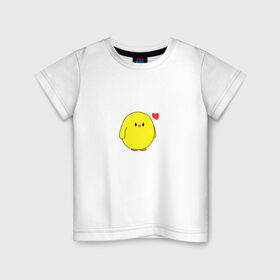 Детская футболка хлопок с принтом Цыпленок в Кировске, 100% хлопок | круглый вырез горловины, полуприлегающий силуэт, длина до линии бедер | love | любовь | милый | мультик | птица | птичка | сердечко | утенок | цыпленок