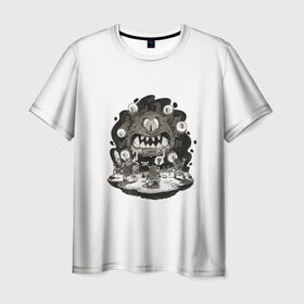Мужская футболка 3D с принтом Монстр-Джими в Кировске, 100% полиэфир | прямой крой, круглый вырез горловины, длина до линии бедер | Тематика изображения на принте: белая | дьявол | монстр | прикольная | принт | страшная | циклоп