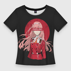 Женская футболка 3D Slim с принтом Darling Zero Two Black в Кировске,  |  | 002 | ahegao | anime | darling | franx | franxx | girl | girls | in | senpai | the | two | waifu | zero | zerotwo | аниме | ахегао | вайфу | девушка | семпай | сенпай | тян