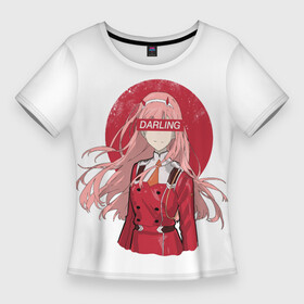 Женская футболка 3D Slim с принтом Darling Zero Two White в Кировске,  |  | 002 | ahegao | anime | darling | franx | franxx | girl | girls | in | senpai | the | two | waifu | zero | zerotwo | аниме | ахегао | вайфу | девушка | семпай | сенпай | тян