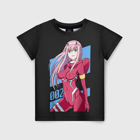 Детская футболка 3D с принтом ZeroTwo (Darling in the Franx) в Кировске, 100% гипоаллергенный полиэфир | прямой крой, круглый вырез горловины, длина до линии бедер, чуть спущенное плечо, ткань немного тянется | Тематика изображения на принте: 002 | 02 | ahegao | anime | darling | franx | franxx | girl | girls | in | senpai | the | two | waifu | zero | zerotwo | аниме | ахегао | вайфу | девушка | семпай | сенпай | тян