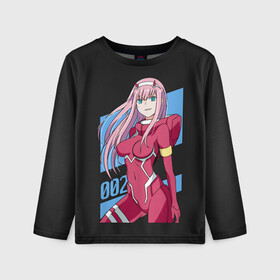 Детский лонгслив 3D с принтом ZeroTwo (Darling in the Franx) в Кировске, 100% полиэстер | длинные рукава, круглый вырез горловины, полуприлегающий силуэт
 | 002 | 02 | ahegao | anime | darling | franx | franxx | girl | girls | in | senpai | the | two | waifu | zero | zerotwo | аниме | ахегао | вайфу | девушка | семпай | сенпай | тян