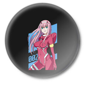 Значок с принтом ZeroTwo (Darling in the Franx) в Кировске,  металл | круглая форма, металлическая застежка в виде булавки | 002 | 02 | ahegao | anime | darling | franx | franxx | girl | girls | in | senpai | the | two | waifu | zero | zerotwo | аниме | ахегао | вайфу | девушка | семпай | сенпай | тян