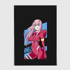 Постер с принтом ZeroTwo (Darling in the Franx) в Кировске, 100% бумага
 | бумага, плотность 150 мг. Матовая, но за счет высокого коэффициента гладкости имеет небольшой блеск и дает на свету блики, но в отличии от глянцевой бумаги не покрыта лаком | 002 | 02 | ahegao | anime | darling | franx | franxx | girl | girls | in | senpai | the | two | waifu | zero | zerotwo | аниме | ахегао | вайфу | девушка | семпай | сенпай | тян