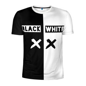Мужская футболка 3D спортивная с принтом Черно-белый в Кировске, 100% полиэстер с улучшенными характеристиками | приталенный силуэт, круглая горловина, широкие плечи, сужается к линии бедра | black and white | titel | белый | надпись | черный
