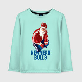 Детский лонгслив хлопок с принтом New Year bulls в Кировске, 100% хлопок | круглый вырез горловины, полуприлегающий силуэт, длина до линии бедер | beard | guy | new year | pose | santa claus | борода | новый год | парень