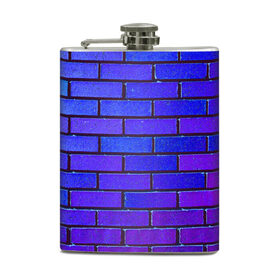Фляга с принтом Brick в Кировске, металлический корпус | емкость 0,22 л, размер 125 х 94 мм. Виниловая наклейка запечатывается полностью | blue | brick | purple | texture | wall | кирпич | кирпичный | синий | стена | текстура | фиолетовый