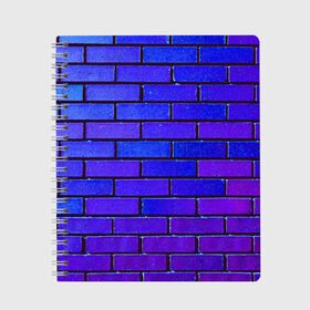 Тетрадь с принтом Brick в Кировске, 100% бумага | 48 листов, плотность листов — 60 г/м2, плотность картонной обложки — 250 г/м2. Листы скреплены сбоку удобной пружинной спиралью. Уголки страниц и обложки скругленные. Цвет линий — светло-серый
 | blue | brick | purple | texture | wall | кирпич | кирпичный | синий | стена | текстура | фиолетовый