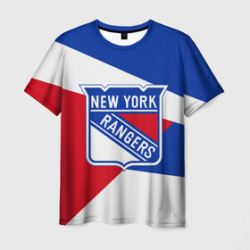 Мужская футболка 3D с принтом Нью-Йорк Рейнджерс в Кировске, 100% полиэфир | прямой крой, круглый вырез горловины, длина до линии бедер | Тематика изображения на принте: hockey | new york | new york rangers | nhl | rangers | usa | нхл | нью йорк | нью йорк рейнджерс | рейнджерс | спорт | сша | хоккей | шайба