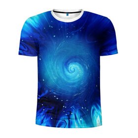 Мужская футболка 3D спортивная с принтом Водоворот в Кировске, 100% полиэстер с улучшенными характеристиками | приталенный силуэт, круглая горловина, широкие плечи, сужается к линии бедра | abstraction | fractal | whirlpool | абстракция | синий цвет.