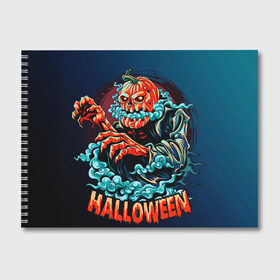 Альбом для рисования с принтом Halloween B-o-o в Кировске, 100% бумага
 | матовая бумага, плотность 200 мг. | арт | графика | ночь | тыквы | ужасы | хэллоуин