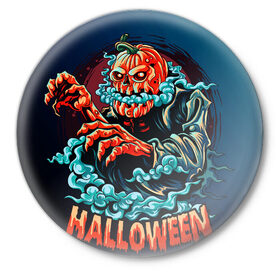 Значок с принтом Halloween B-o-o в Кировске,  металл | круглая форма, металлическая застежка в виде булавки | арт | графика | ночь | тыквы | ужасы | хэллоуин