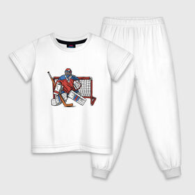 Детская пижама хлопок с принтом Хоккейный вратарь в Кировске, 100% хлопок |  брюки и футболка прямого кроя, без карманов, на брюках мягкая резинка на поясе и по низу штанин
 | Тематика изображения на принте: 