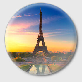 Значок с принтом Эйфелева башня в Кировске,  металл | круглая форма, металлическая застежка в виде булавки | paris | башня | париж | франция | эйфелева башня