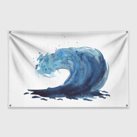 Флаг-баннер с принтом Морская волна в Кировске, 100% полиэстер | размер 67 х 109 см, плотность ткани — 95 г/м2; по краям флага есть четыре люверса для крепления | брызги | вода | волна | море | океан | синий | шторм
