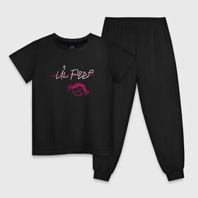 Детская пижама хлопок с принтом LIL PEEP (front & back) в Кировске, 100% хлопок |  брюки и футболка прямого кроя, без карманов, на брюках мягкая резинка на поясе и по низу штанин
 | Тематика изображения на принте: lil peep | lil peep art | logo lil peep | love | rap | альбомы | лил пип | лове | лого | логтип | любовь | музыка | музыкант | паук | певец | рэп | рэпер | скорпион