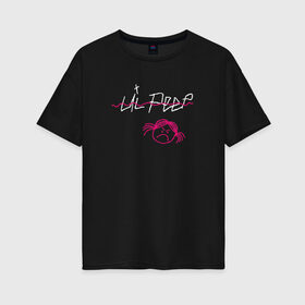 Женская футболка хлопок Oversize с принтом LIL PEEP (front & back) в Кировске, 100% хлопок | свободный крой, круглый ворот, спущенный рукав, длина до линии бедер
 | Тематика изображения на принте: lil peep | lil peep art | logo lil peep | love | rap | альбомы | лил пип | лове | лого | логтип | любовь | музыка | музыкант | паук | певец | рэп | рэпер | скорпион