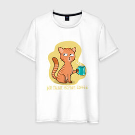 Мужская футболка хлопок с принтом Кошка кот в Кировске, 100% хлопок | прямой крой, круглый вырез горловины, длина до линии бедер, слегка спущенное плечо. | арт | животные | картинка | кот | кошка | рисунок | с котом | супер кот