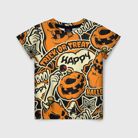 Детская футболка 3D с принтом Хэллоуин в Кировске, 100% гипоаллергенный полиэфир | прямой крой, круглый вырез горловины, длина до линии бедер, чуть спущенное плечо, ткань немного тянется | halloween | helloween | монстры | приколы | тыква | ужасы | хеллоуин | хэллоуин
