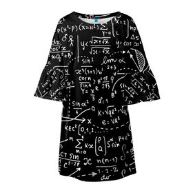 Детское платье 3D с принтом Формулы в Кировске, 100% полиэстер | прямой силуэт, чуть расширенный к низу. Круглая горловина, на рукавах — воланы | Тематика изображения на принте: алгебра | математика | математические формулы | наука | научные формулы | формулы