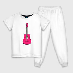 Детская пижама хлопок с принтом Розовая гитара в Кировске, 100% хлопок |  брюки и футболка прямого кроя, без карманов, на брюках мягкая резинка на поясе и по низу штанин
 | Тематика изображения на принте: girl | guitar | music | pink | pop | rock | артист | гитара | гитарист | гламур | девочкам | девушке | инструмент | клавиши | мелодия | музыка | музыкальные инструменты | музыкант | ноты | песни | подарок | поп | попса