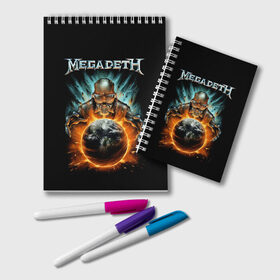 Блокнот с принтом Megadeth в Кировске, 100% бумага | 48 листов, плотность листов — 60 г/м2, плотность картонной обложки — 250 г/м2. Листы скреплены удобной пружинной спиралью. Цвет линий — светло-серый
 | 