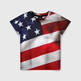 Детская футболка 3D с принтом США | USA в Кировске, 100% гипоаллергенный полиэфир | прямой крой, круглый вырез горловины, длина до линии бедер, чуть спущенное плечо, ткань немного тянется | states | united | usa | америка | америки | герб | северная | соединенные | сша | флаг | штаты | южная