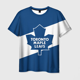 Мужская футболка 3D с принтом Торонто Мейпл Лифс в Кировске, 100% полиэфир | прямой крой, круглый вырез горловины, длина до линии бедер | Тематика изображения на принте: hockey | maple leafs | nhl | toronto | toronto maple leafs | usa | мейпл лифс | нхл | спорт | сша | торонто | торонто мейпл лифс | хоккей | шайба