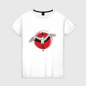 Женская футболка хлопок с принтом Тайчи Журавль в Кировске, 100% хлопок | прямой крой, круглый вырез горловины, длина до линии бедер, слегка спущенное плечо | 