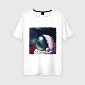 Женская футболка хлопок Oversize с принтом lone astronaut в Кировске, 100% хлопок | свободный крой, круглый ворот, спущенный рукав, длина до линии бедер
 | astronaut | cosmos | space | universe | вселенная | исследования | космонавт | космос | марс | планеты | путешествия | ракета