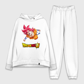 Женский костюм хлопок Oversize с принтом Super Sayan God в Кировске,  |  | anime | son goku | аниме | драконий жемчуг | сон гоку